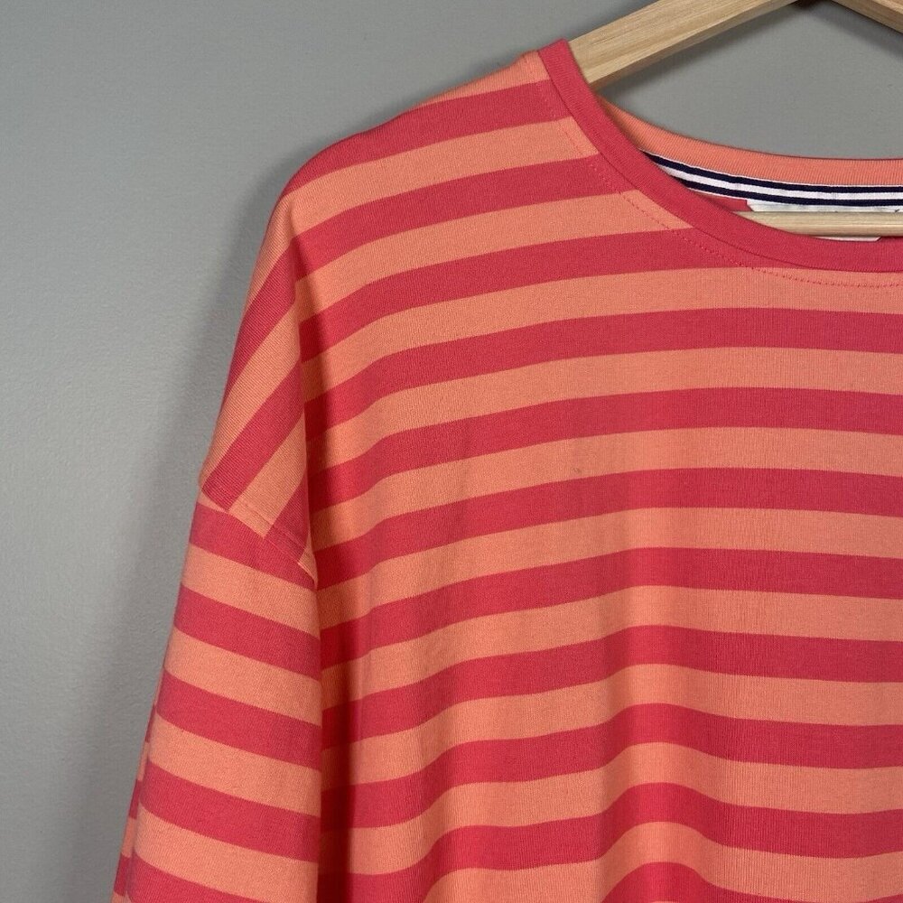 Vineyard Vines 3/4 Sleeve Shirt Pink Orange Stripes Resortwear Women’s M Preppy - Picture 2 of 10
